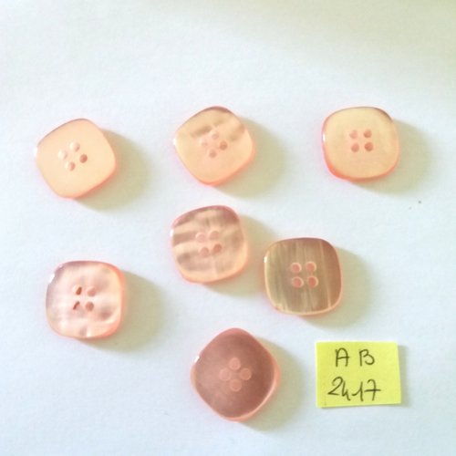 7 boutons en résine rose - 18x18mm - ab2417
