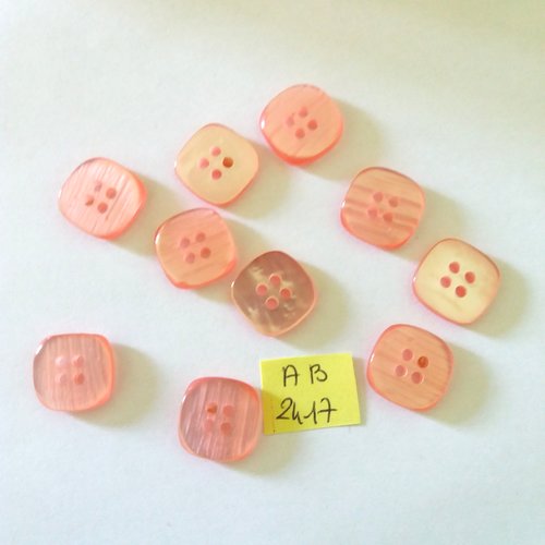 9 boutons en résine rose - 15x15mm - ab2417
