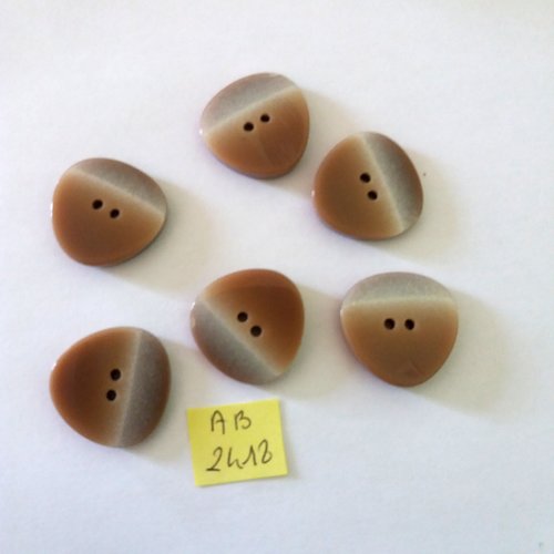 6 boutons en résine marron et gris - 25mm - ab2418