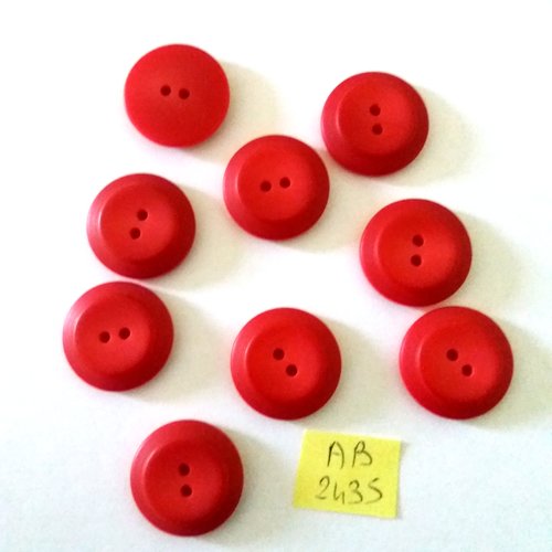 9 boutons en résine rouge - 22mm - ab2435