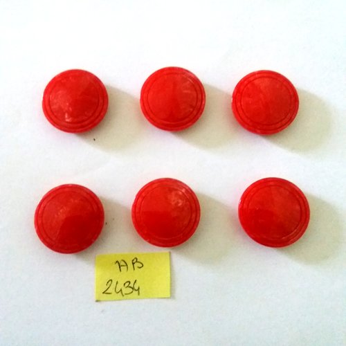 6 boutons en résine rouge - 23mm - ab2434