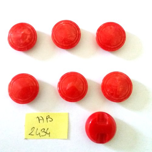 7 boutons en résine rouge - 18mm - ab2434