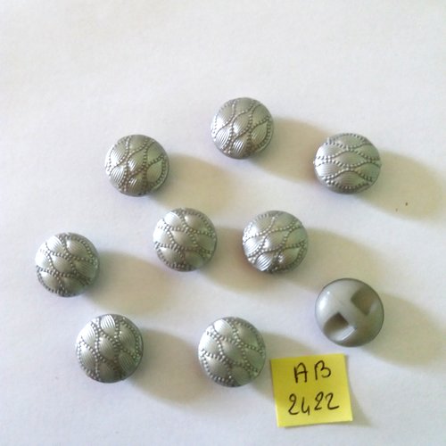 9 boutons en résine gris - 15mm - ab2422