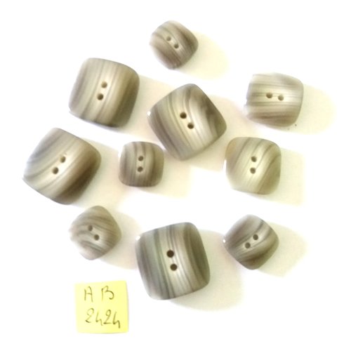 10 boutons en résine gris - taille diverse - ab2424