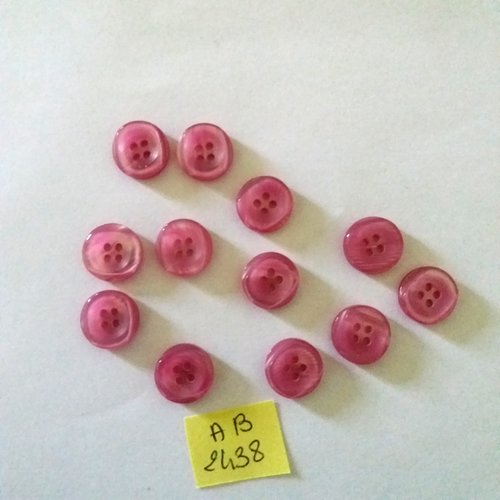 12 boutons en résine mauve - 13mm - ab2438