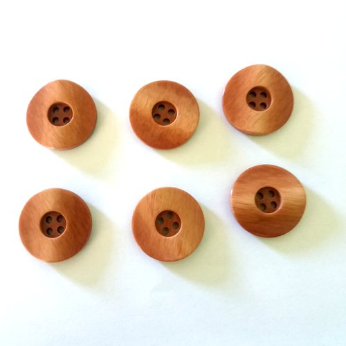 6 boutons en résine marron - 27mm - ab2430