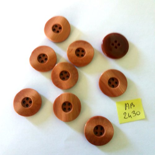 9 boutons en résine marron - 22mm - ab2430