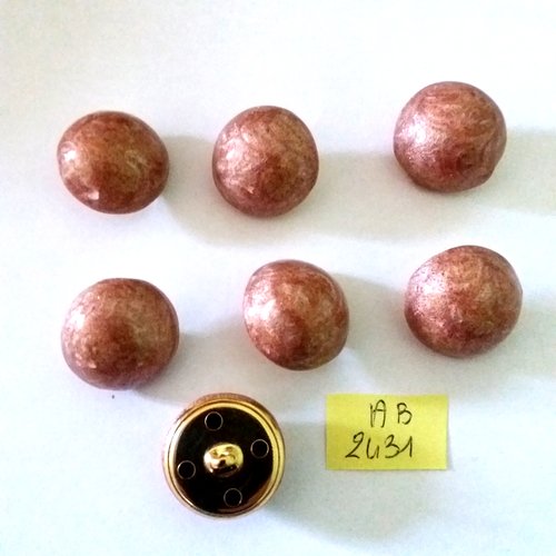 7 boutons en résine marron et métal doré -23mm - ab2431