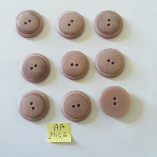 9 boutons en résine mauve foncé - 23mm - ab2446