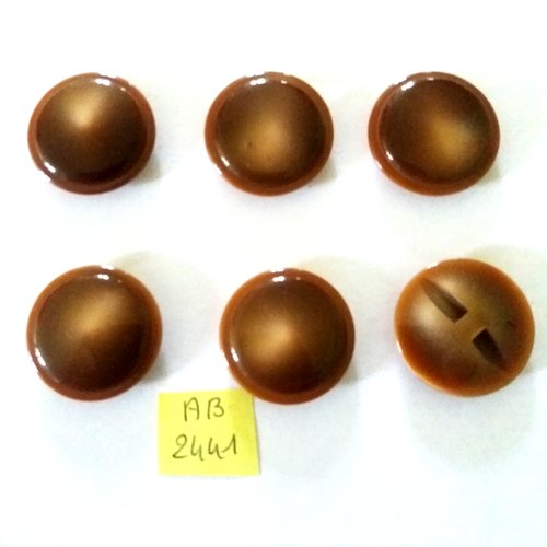 6 boutons en résine marron - 28mm - ab2441