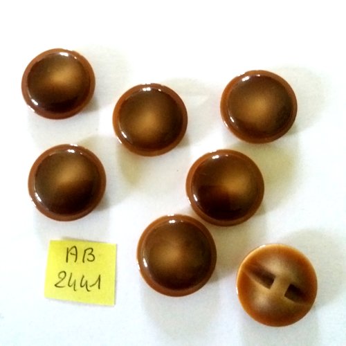 7 boutons en résine marron - 23mm - ab2441