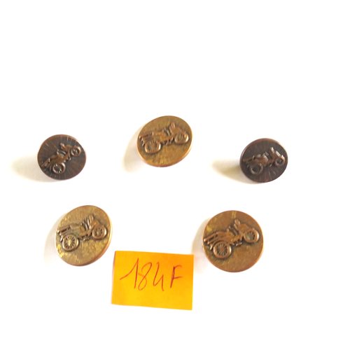 5 boutons en métal bronze - voiture - 18mm et 14mm - 184f