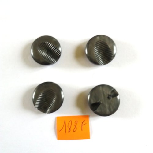 4 boutons en résine gris - 22mm - 188f