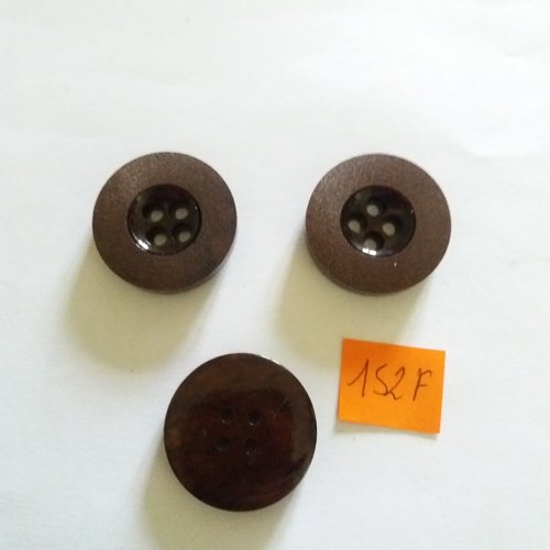 3 boutons en résine marron - 30mm - 152f
