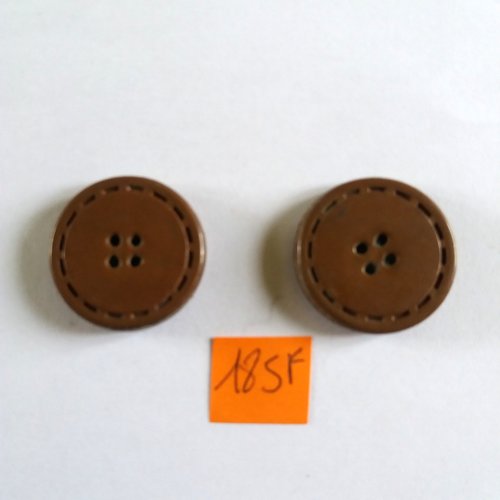 2 boutons en cuir marron - 29mm - 185f