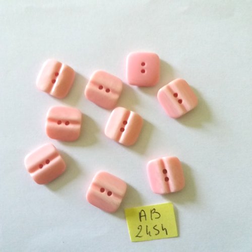 9 boutons en résine rose - 15x15mm - ab2454