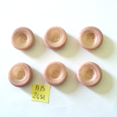 6 boutons en résine mauve clair/rose - 22mm - ab2451