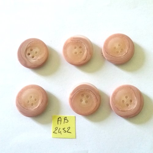 6 boutons en résine mauve clair/rose - 23mm - ab2452