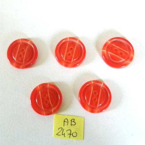 5 boutons en résine rouge - 22mm - ab2470