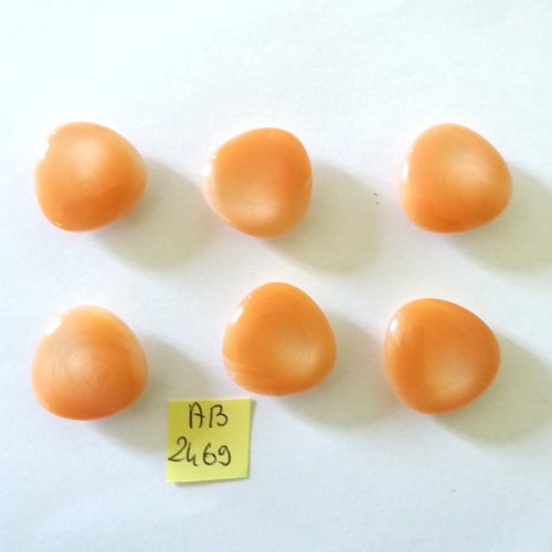 6 boutons en résine orangé - 21mm - ab2469