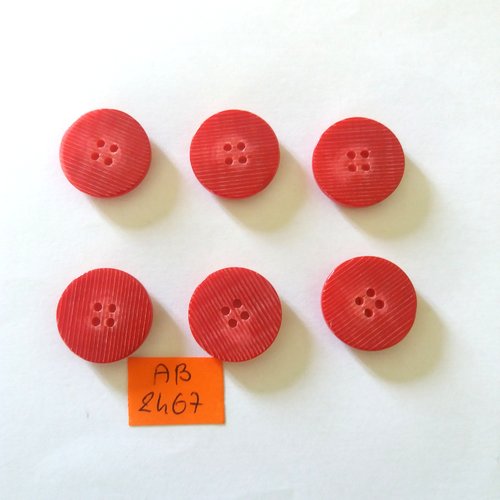 6 boutons en résine rouge - 2omm - ab2467