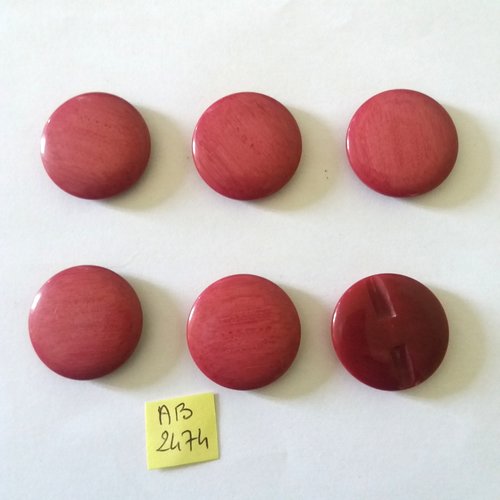 6 boutons en résine rouge foncé/bordeaux - 27mm - ab2474