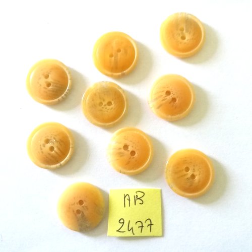 9 boutons en résine orangé - 18mm - ab2477