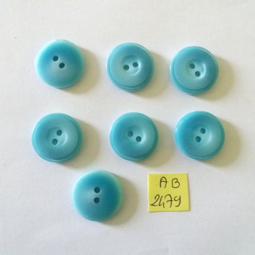 7 boutons en résine bleu - 20mm - ab2479