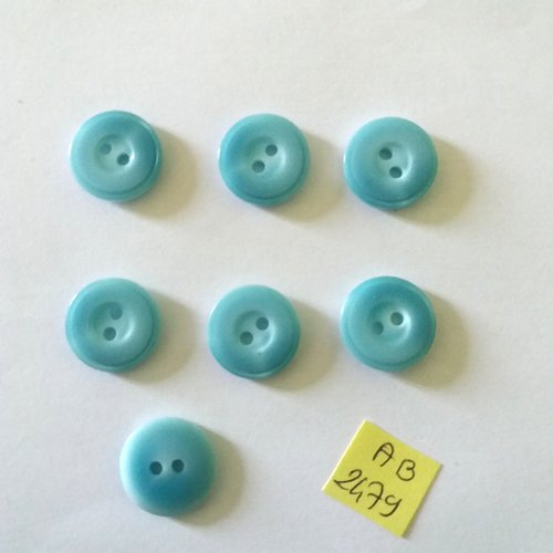 7 boutons en résine bleu - 17mm - ab2479
