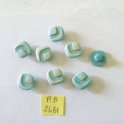 8 boutons en résine bleu - 13x13mm - ab2481