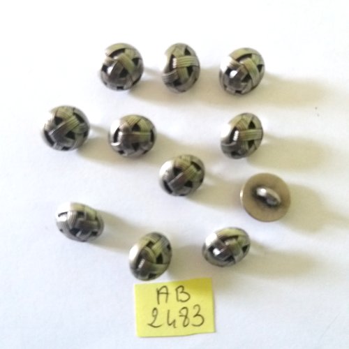 11 boutons en résine argenté - 12mm - ab2483