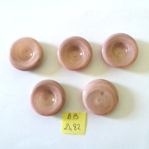 5 boutons en résine mauve/rose - 27mm - ab2482