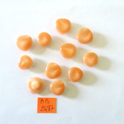 11 boutons en résine orange - 17mm et 15mm - ab2487