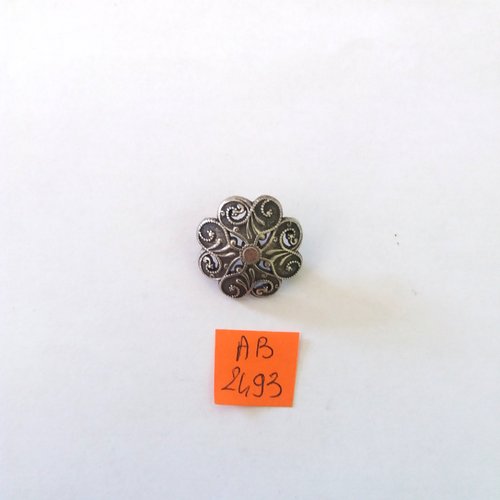 1 bouton en métal argenté - vintage - 22mm - ab2493