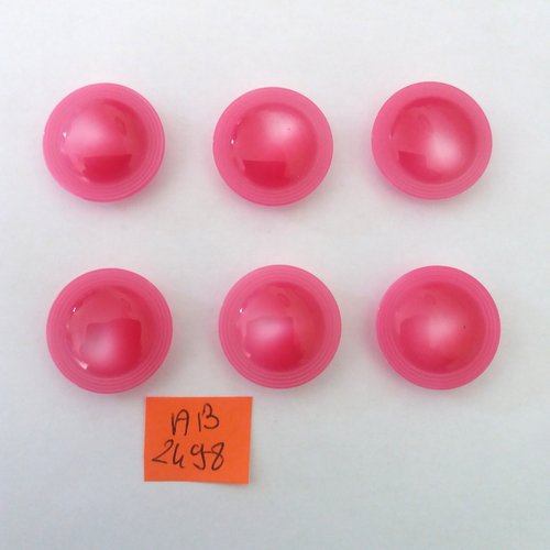 6 boutons en résine rose - 22mm - ab2498