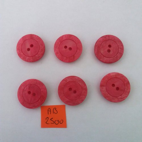 6 boutons en résine fuchsia foncé - 23mm - ab2500