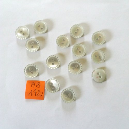 14 boutons en résine gris - 14mm - ab1720