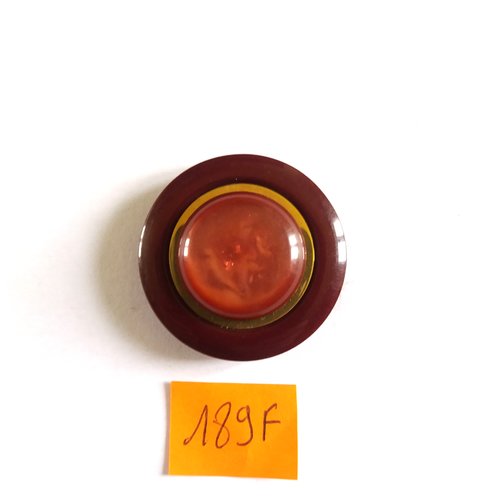 1 bouton en résine marron - art deco - 36mm - 189f