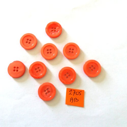9 boutons en résine orange - 18mm - ab2705