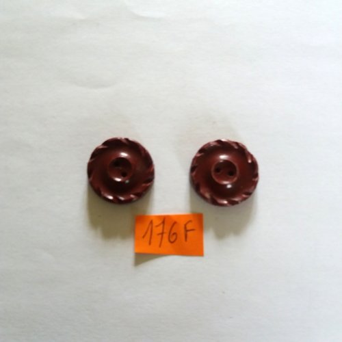 2 boutons en résine marron - 22mm - 176f