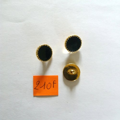 3 boutons en résine doré et noir - 14mm - 210f