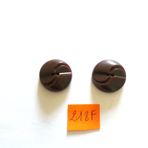 2 boutons en résine marron - 22mm - 218f
