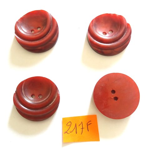 4 boutons en résine bordeaux - 27mm - 217f