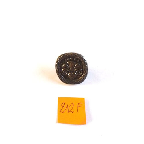 1 bouton en métal vieillis argenté - vintage - 22mm - 212f