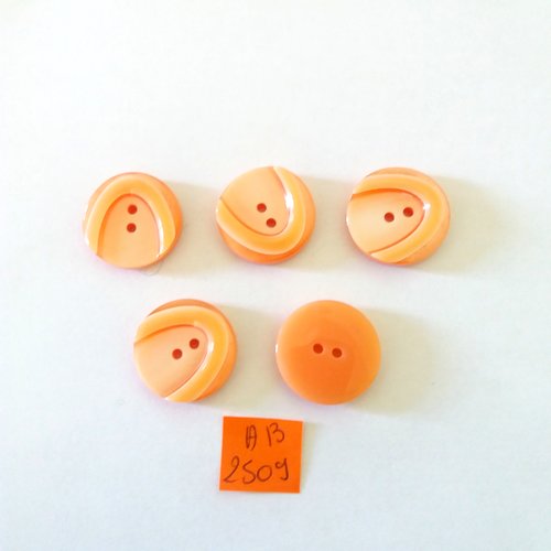 5 boutons en résine orange - 22mm - ab2509