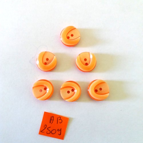 6 boutons en résine orange - 14mm - ab2509
