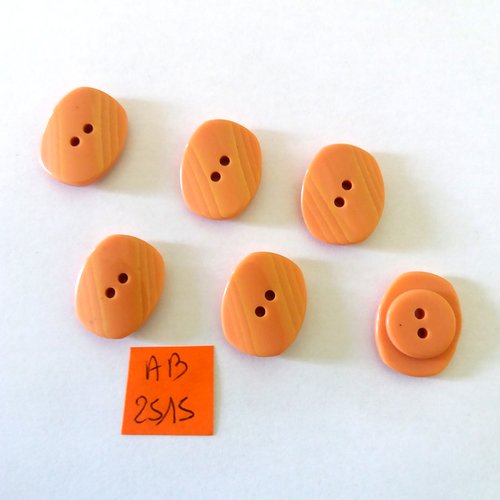 6 boutons en résine orange - 18x22mm - ab2515