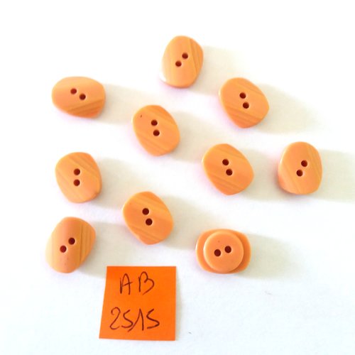 10 boutons en résine orange - 11x14mm - ab2515