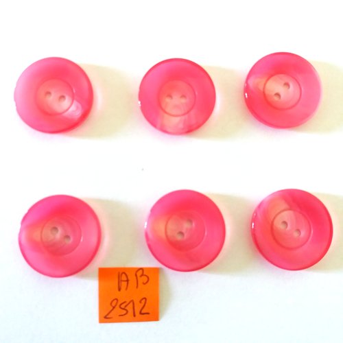 6 boutons en résine fuchsia/rose - 22mm - ab2512