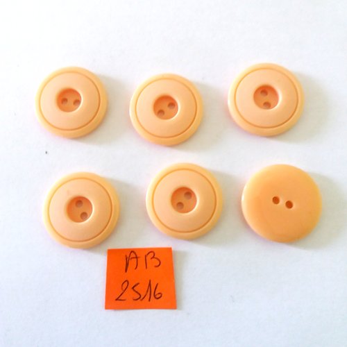 6 boutons en résine orange - 22mm - ab2516